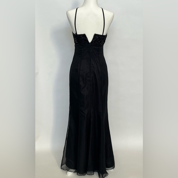 Women’s vintage Y2K Halter Empire Whimsy Goth Black Sequin Gown sz 3/4 USA Made - Picture 3 of 11